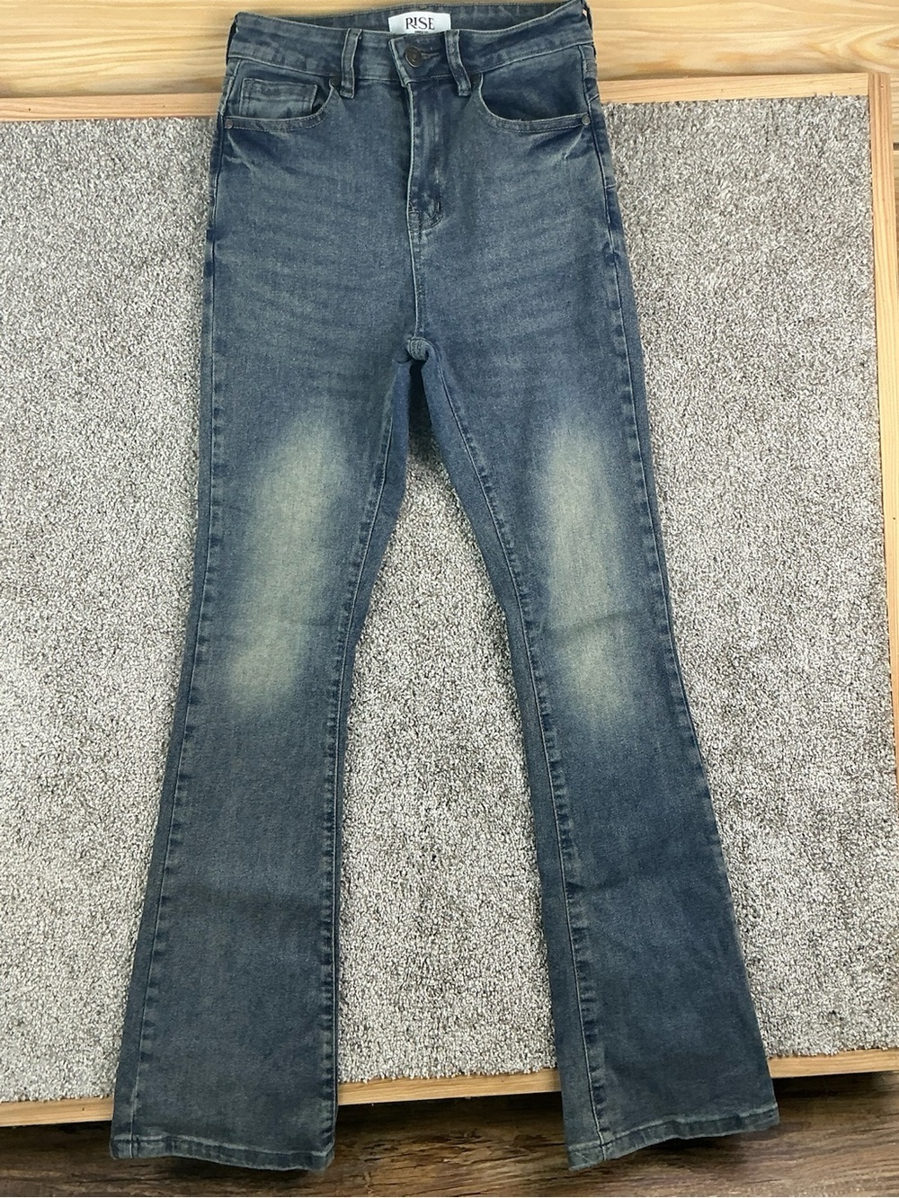 Women's Vintage Green Wash Flare Jeans